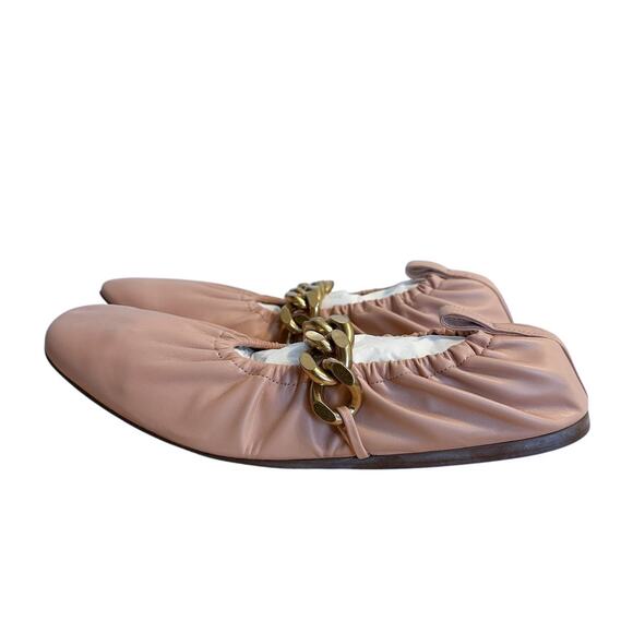 Stella McCartney Falabella Faux Leather Pink Chain Ballet Flats 37.5 - Picture 11 of 12